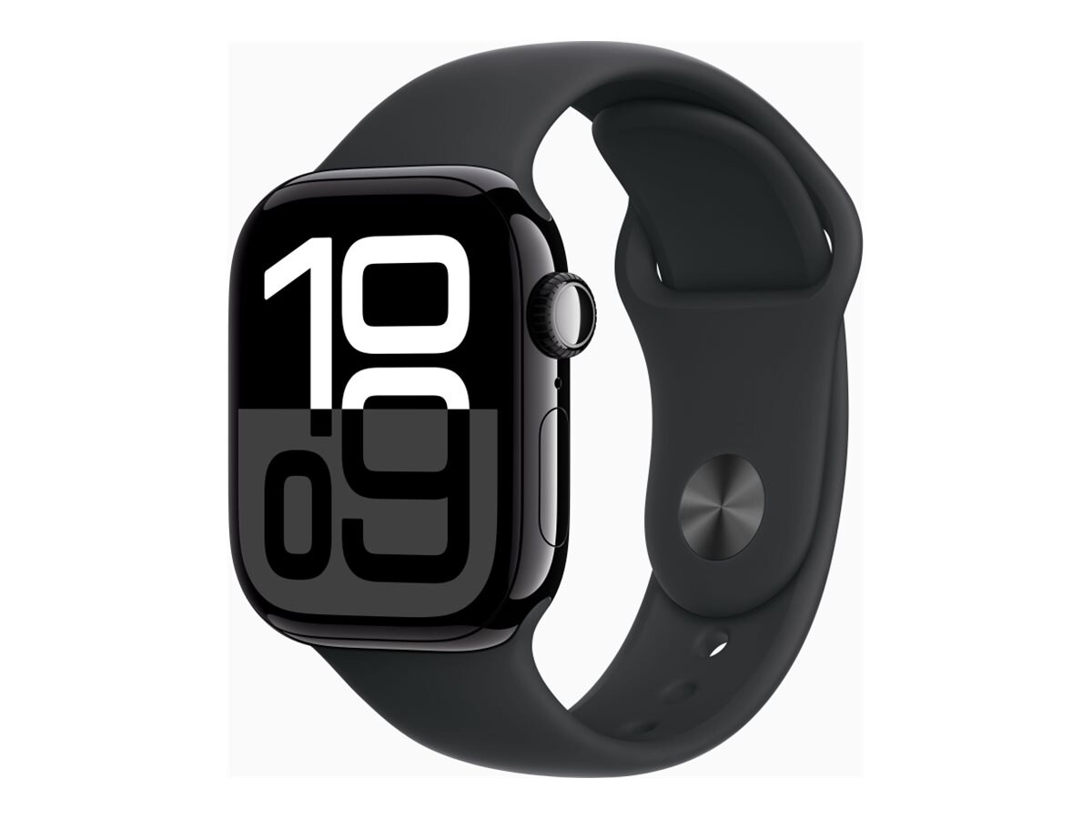 Apple Watch Series 10 (GPS + Cellular) - jet black aluminum - smart watch with sport band - black - 64 GB