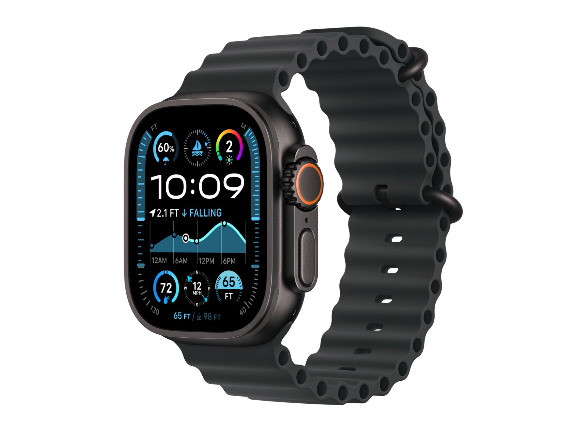 Apple Watch Ultra 2 - black titanium - smart watch with Ocean band - black - 64 GB