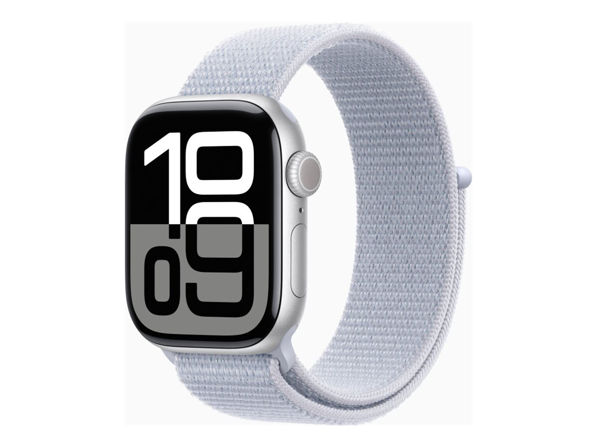 Apple Watch Series 10 (GPS) - silver aluminum - smart watch with sport loop - blue cloud - 64 GB