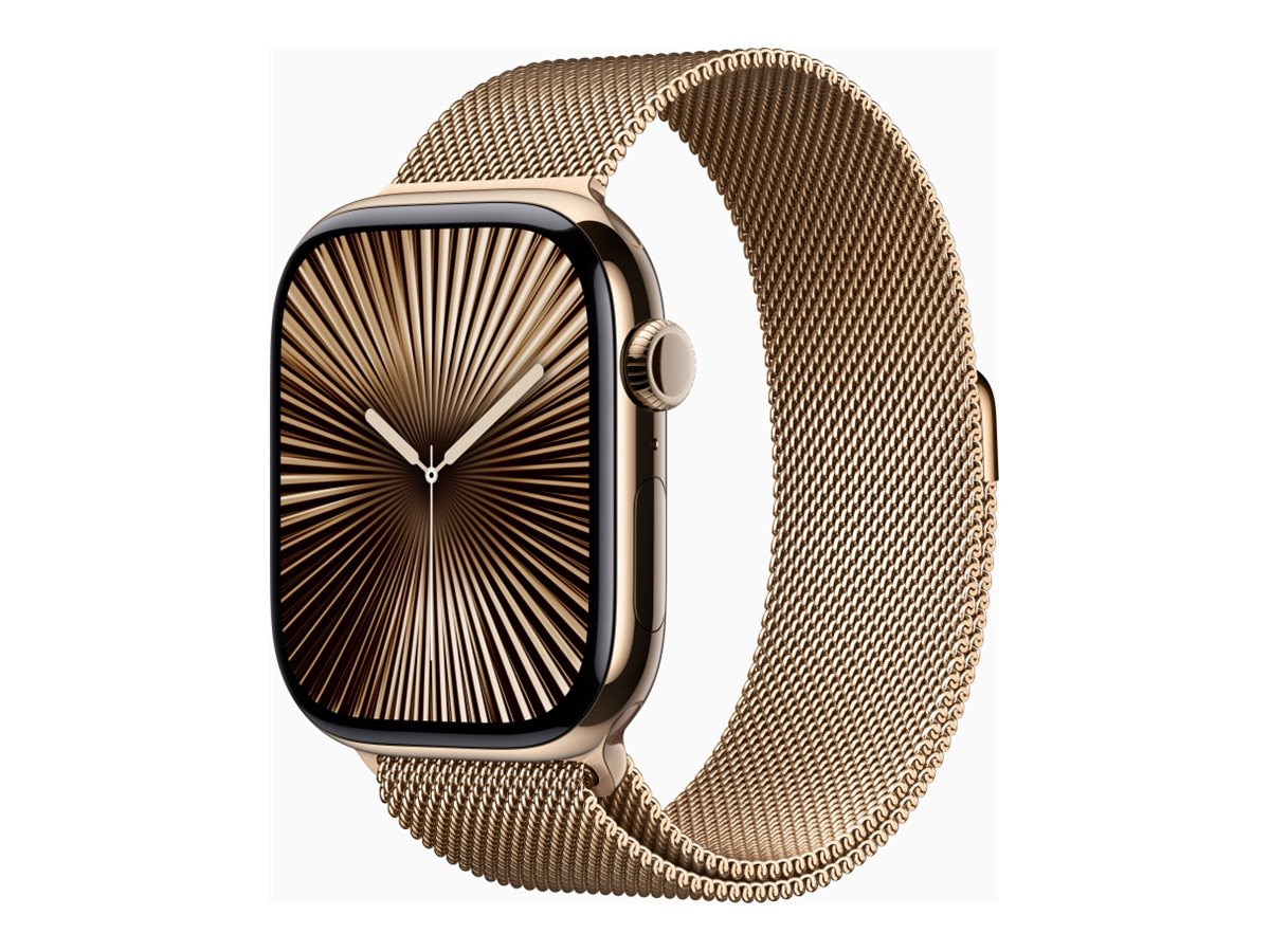 Apple Watch Series 10 (GPS + Cellular) - gold titanium - smart watch with milanese loop - gold - 64 GB