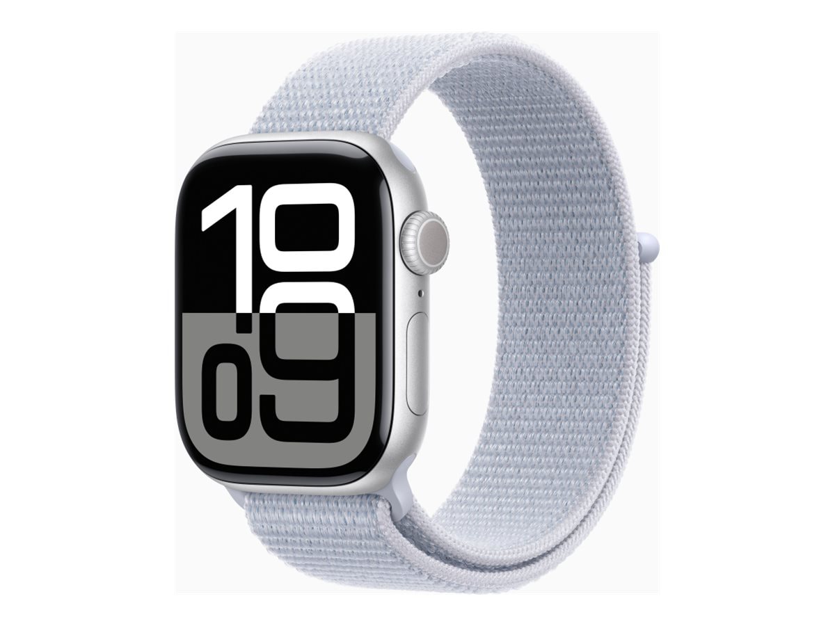 Apple Watch Series 10 (GPS + Cellular) - silver aluminum - smart watch with sport loop - blue cloud - 64 GB