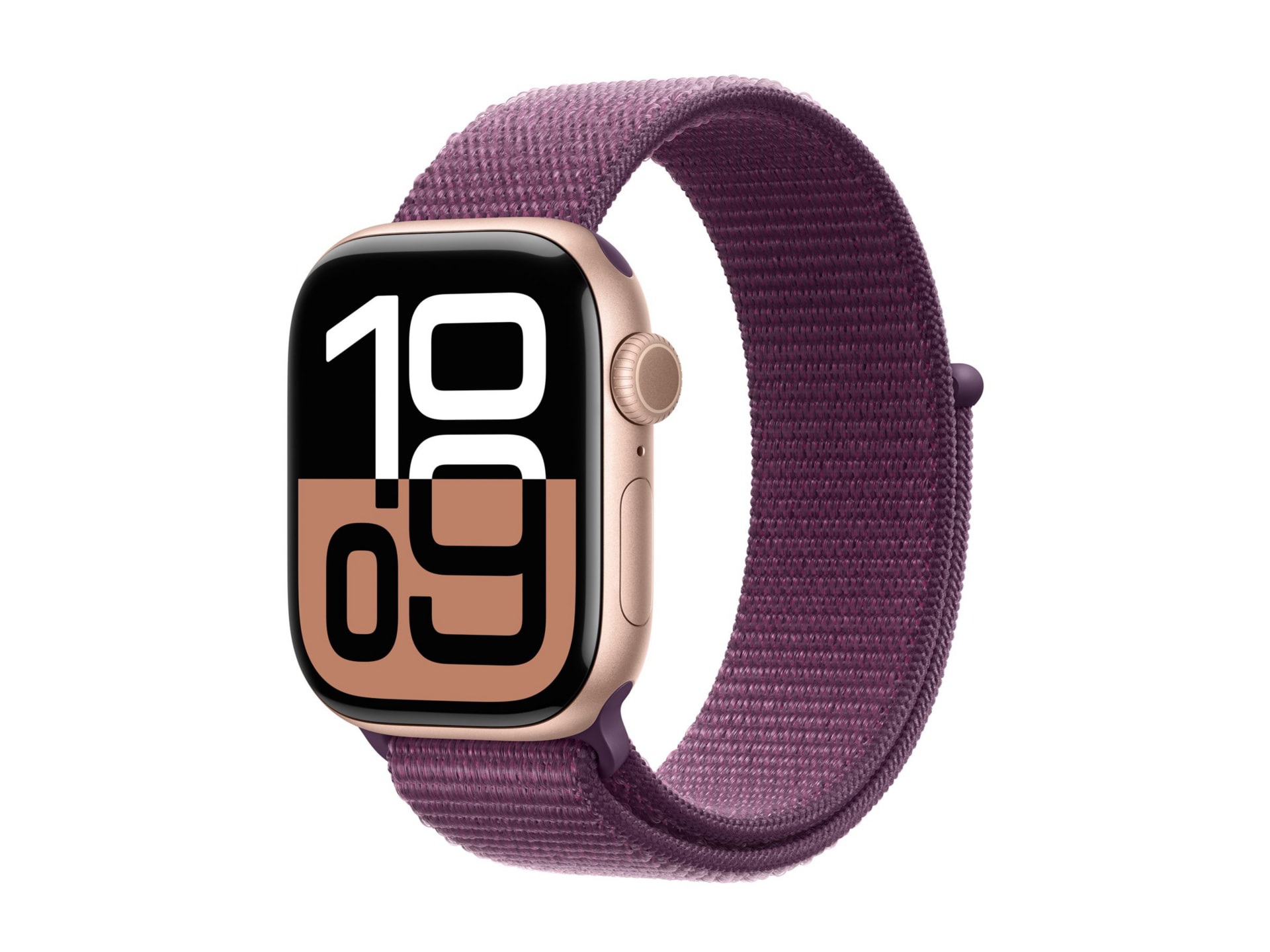 Apple Watch Series 10 (GPS) - rose gold aluminum - smart watch with sport loop - plum - 64 GB