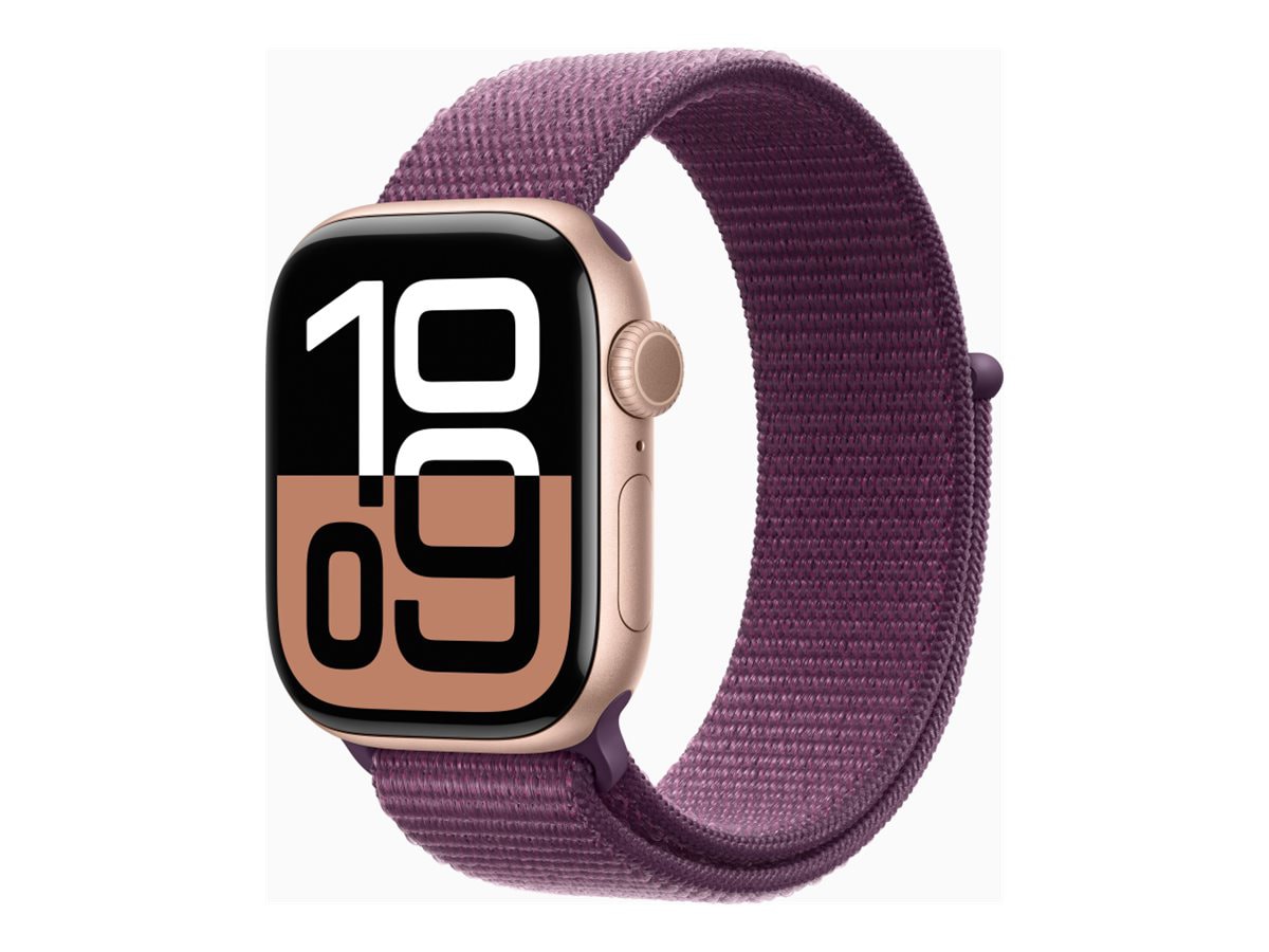 Apple Watch Series 10 (GPS + Cellular) - rose gold aluminum - smart watch with sport loop - plum - 64 GB