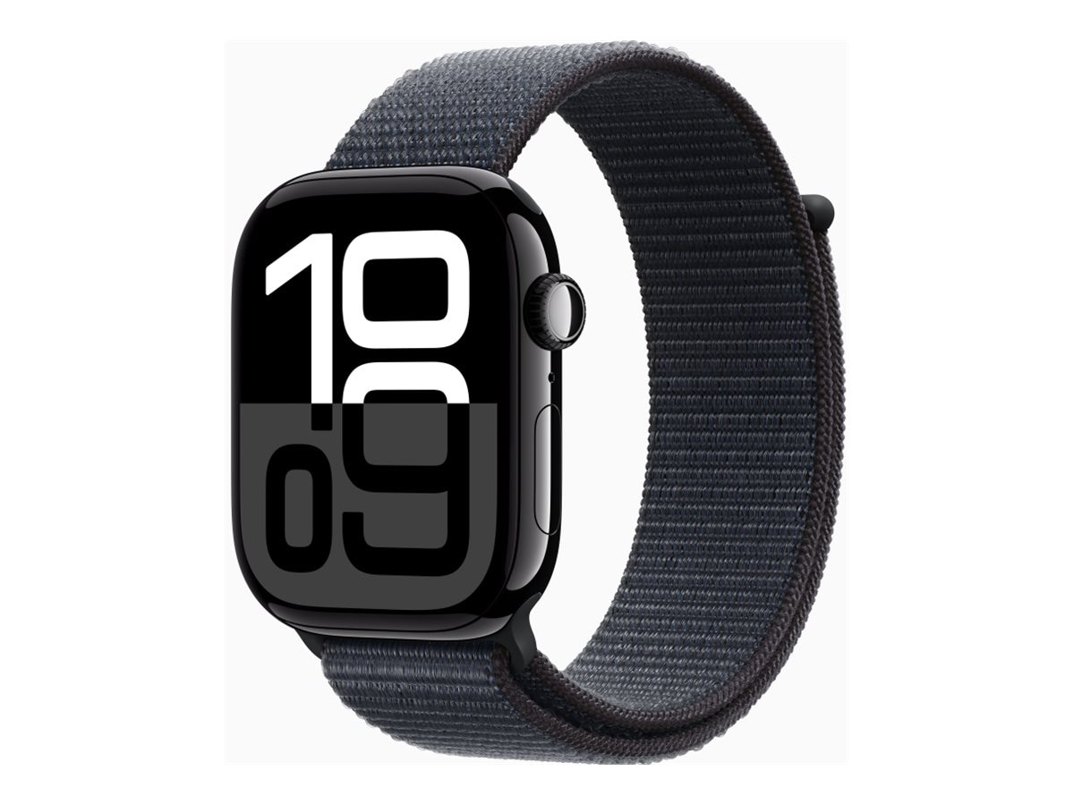 Apple Watch Series 10 (GPS) - jet black aluminum - smart watch with sport loop - ink - 64 GB