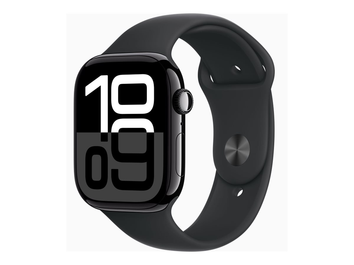 Apple Watch Series 10 (GPS + Cellular) - jet black aluminum - smart watch with sport band - black - 64 GB