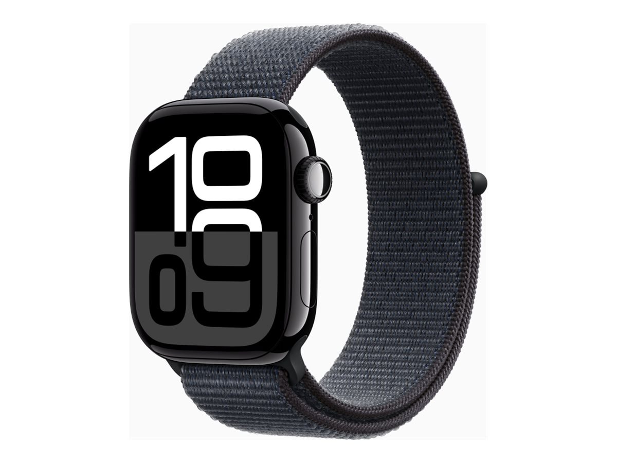 Apple Watch Series 10 (GPS + Cellular) - jet black aluminum - smart watch with sport loop - ink - 64 GB