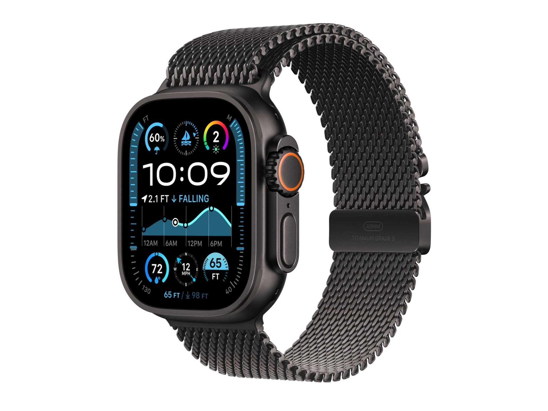 Apple Watch Ultra 2 - black titanium - smart watch with milanese loop - bla