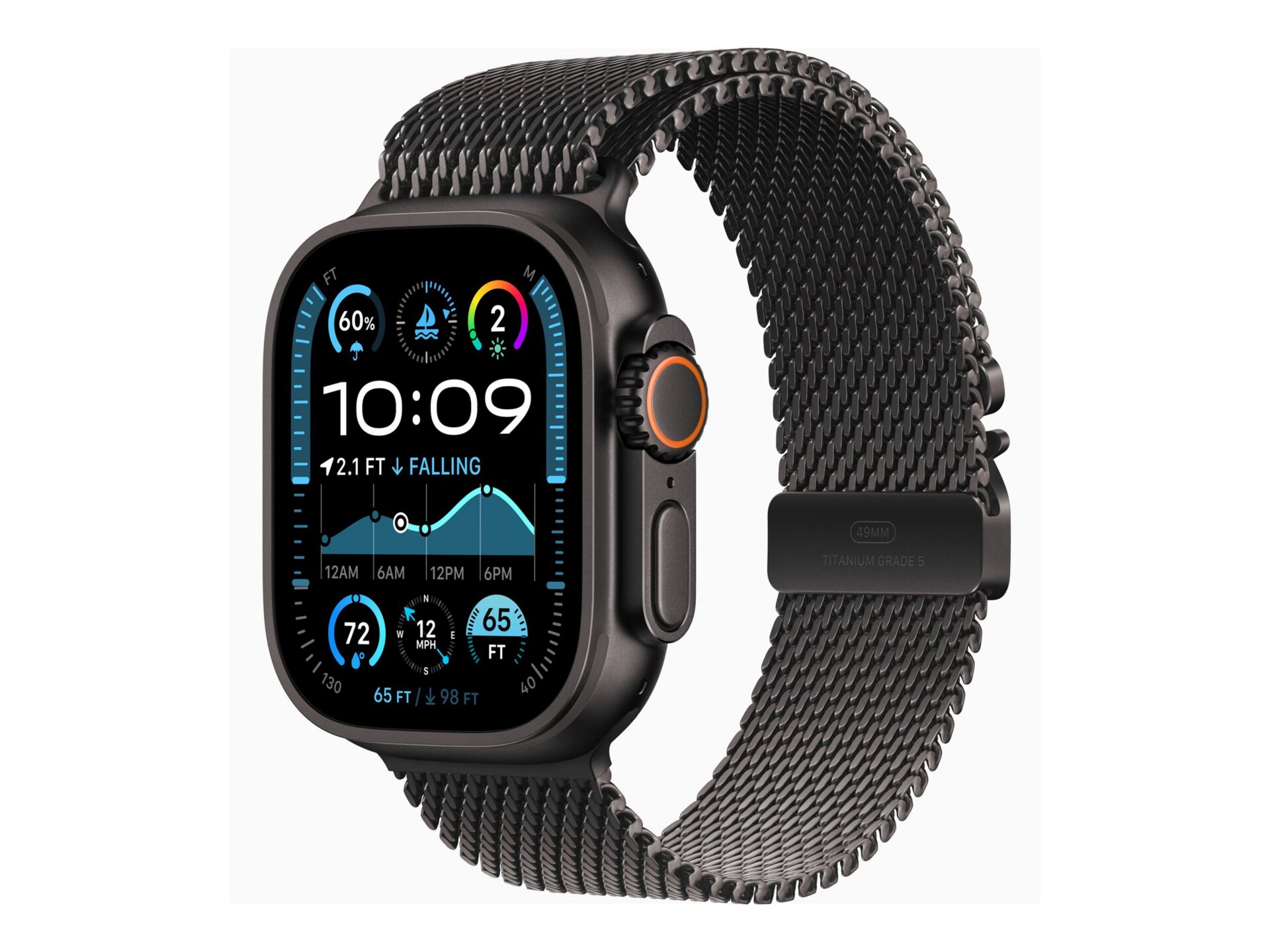 Apple Watch Ultra 2 - black titanium - smart watch with milanese loop - black - 64 GB