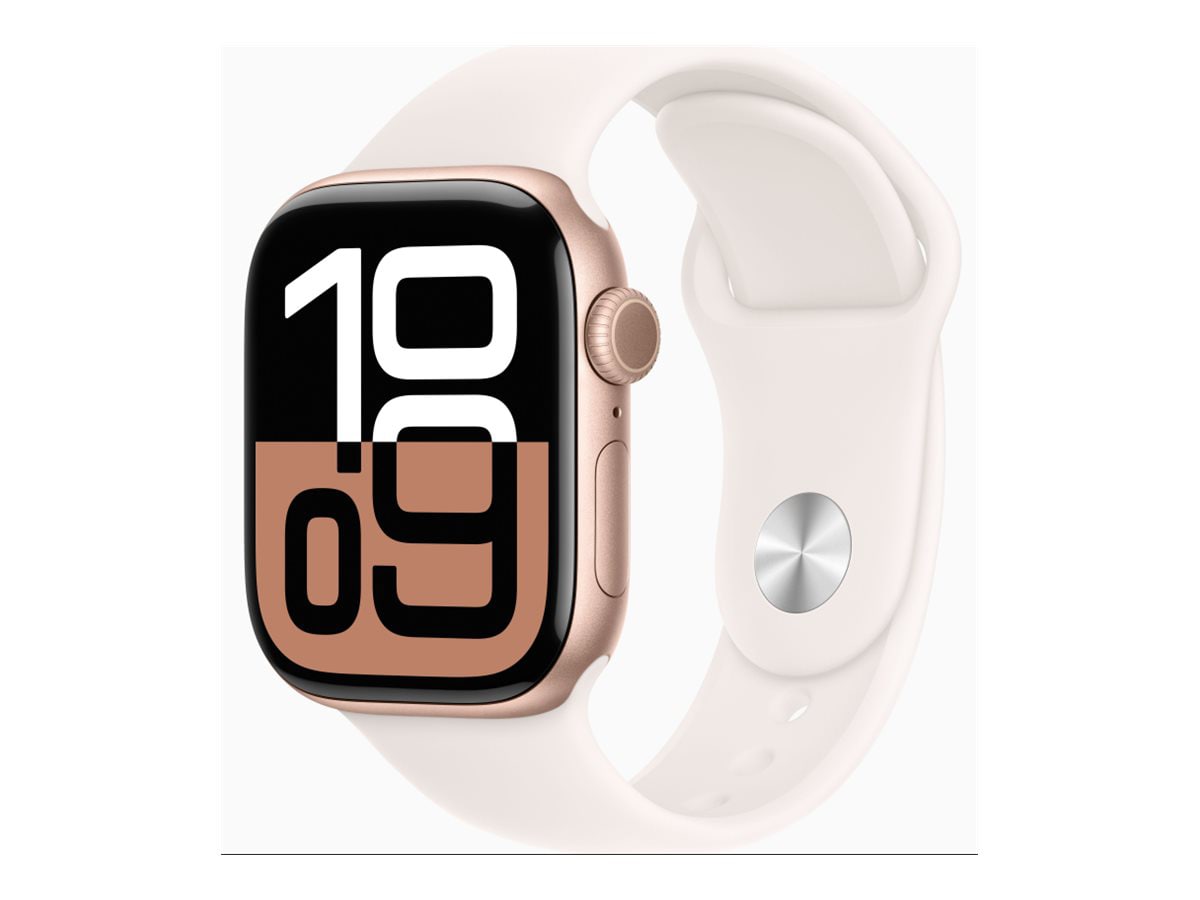 Apple Watch Series 10 (GPS + Cellular) - rose gold aluminum - smart watch with sport band - light blush - 64 GB