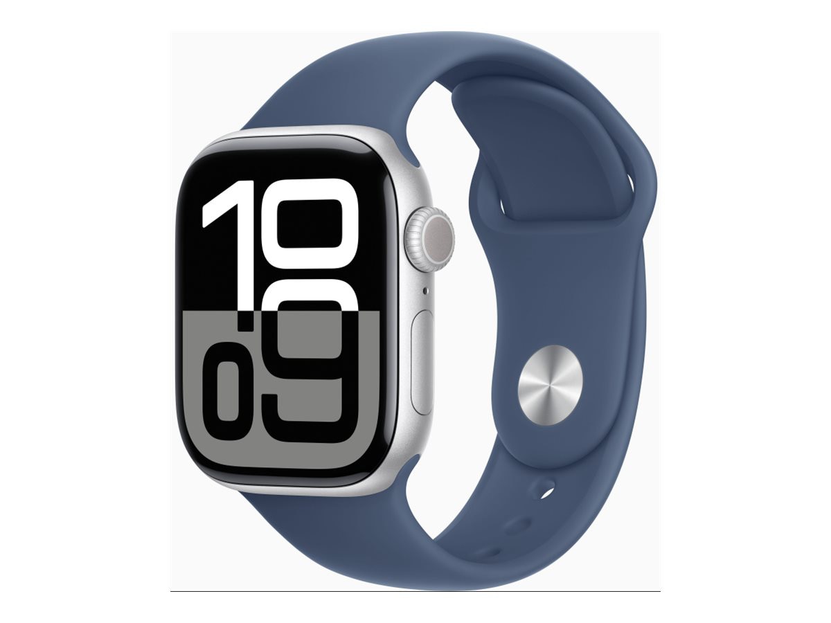 Apple Watch Series 10 (GPS) - silver aluminum - smart watch with sport band - denim - 64 GB