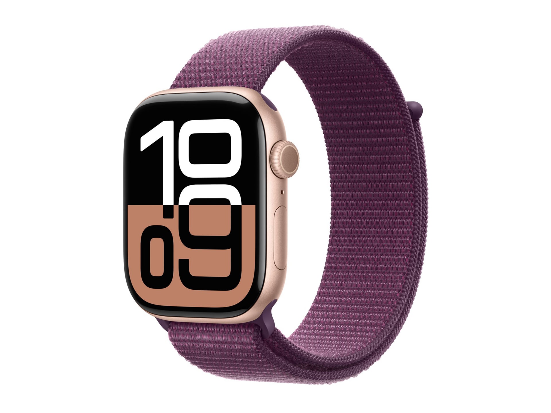 Apple Watch Series 10 (GPS) - rose gold aluminum - smart watch with sport loop - plum - 64 GB