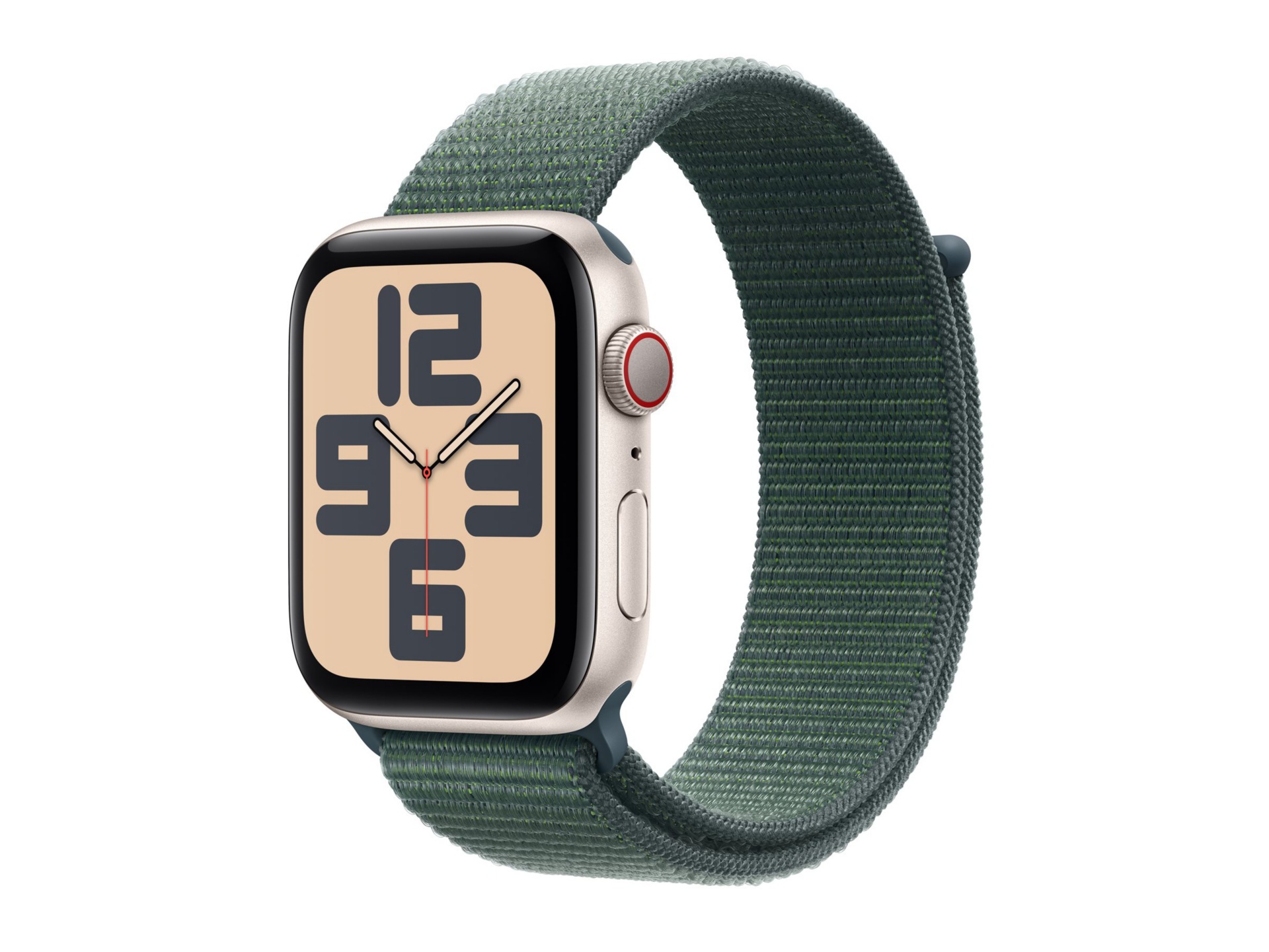 Apple Watch SE (GPS + Cellular) 2nd generation - starlight aluminum - smart watch with sport loop - lake green - 32 GB