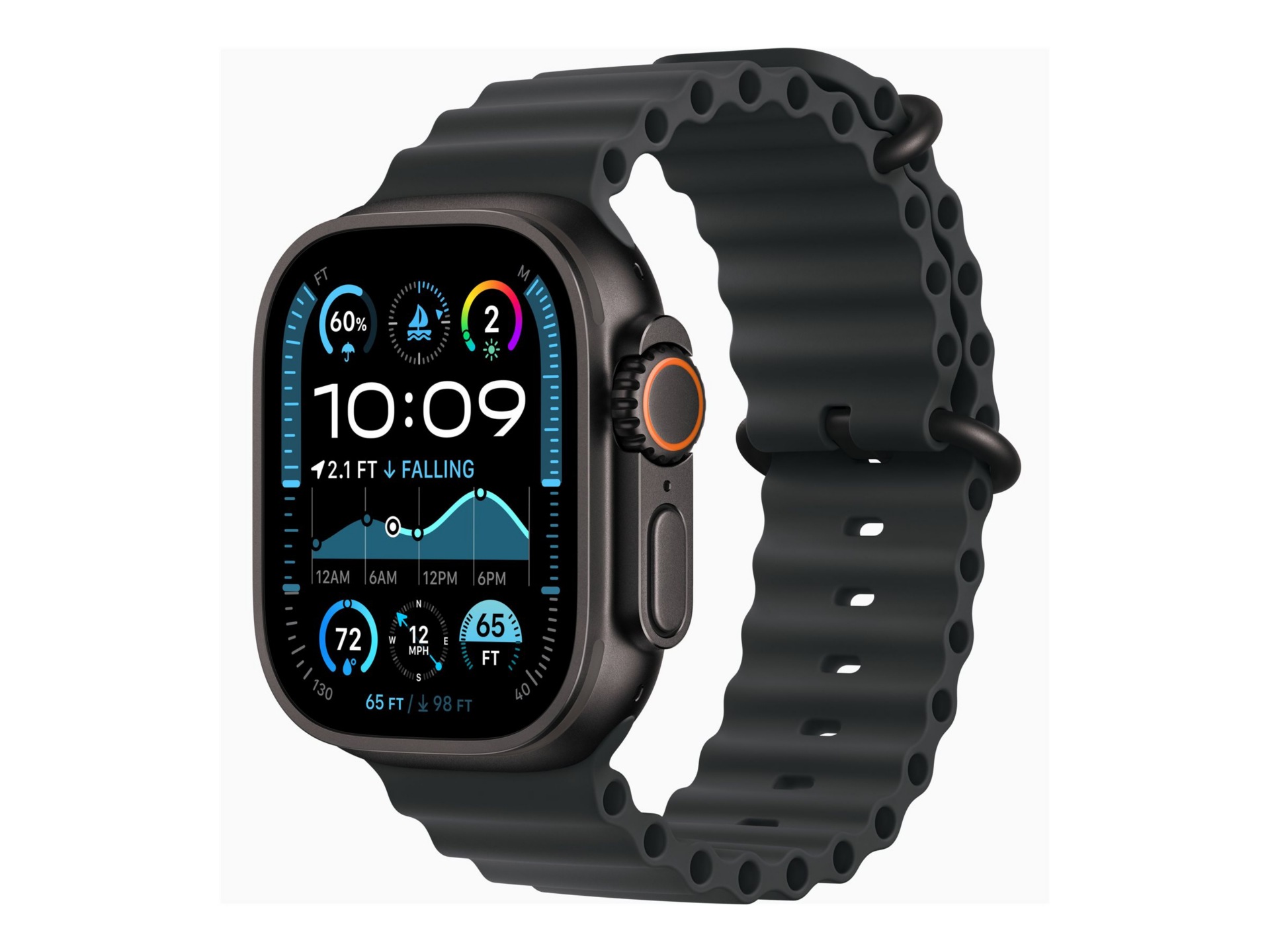 Apple Watch Ultra 2 - black titanium - smart watch with Ocean band - black - 64 GB