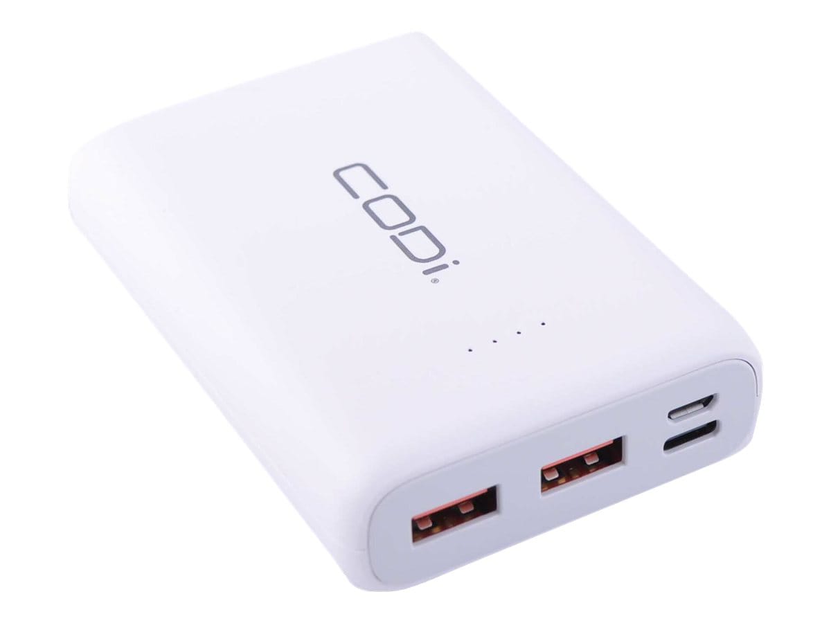 CODi 10,000mAh Quick Charge PowerBank w/ USB-C, USB-A (x2), Micro-USB