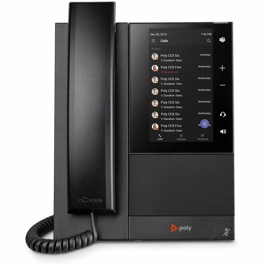 Poly CCX 505 IP Phone - Corded - Corded - Bluetooth - Desktop, Wall Mountab