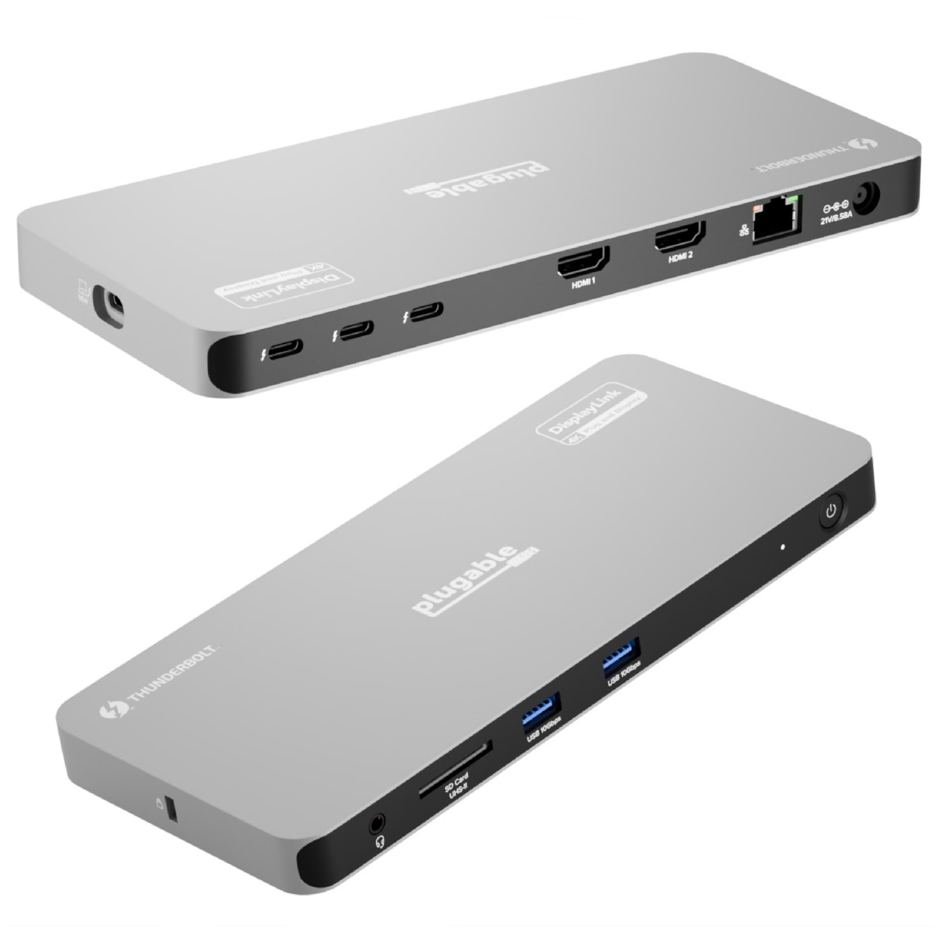 Plugable Thunderbolt 4 Dock for Quad Monitors 100W - 2x HDMI, 4x Thunderbolt 4/USB C