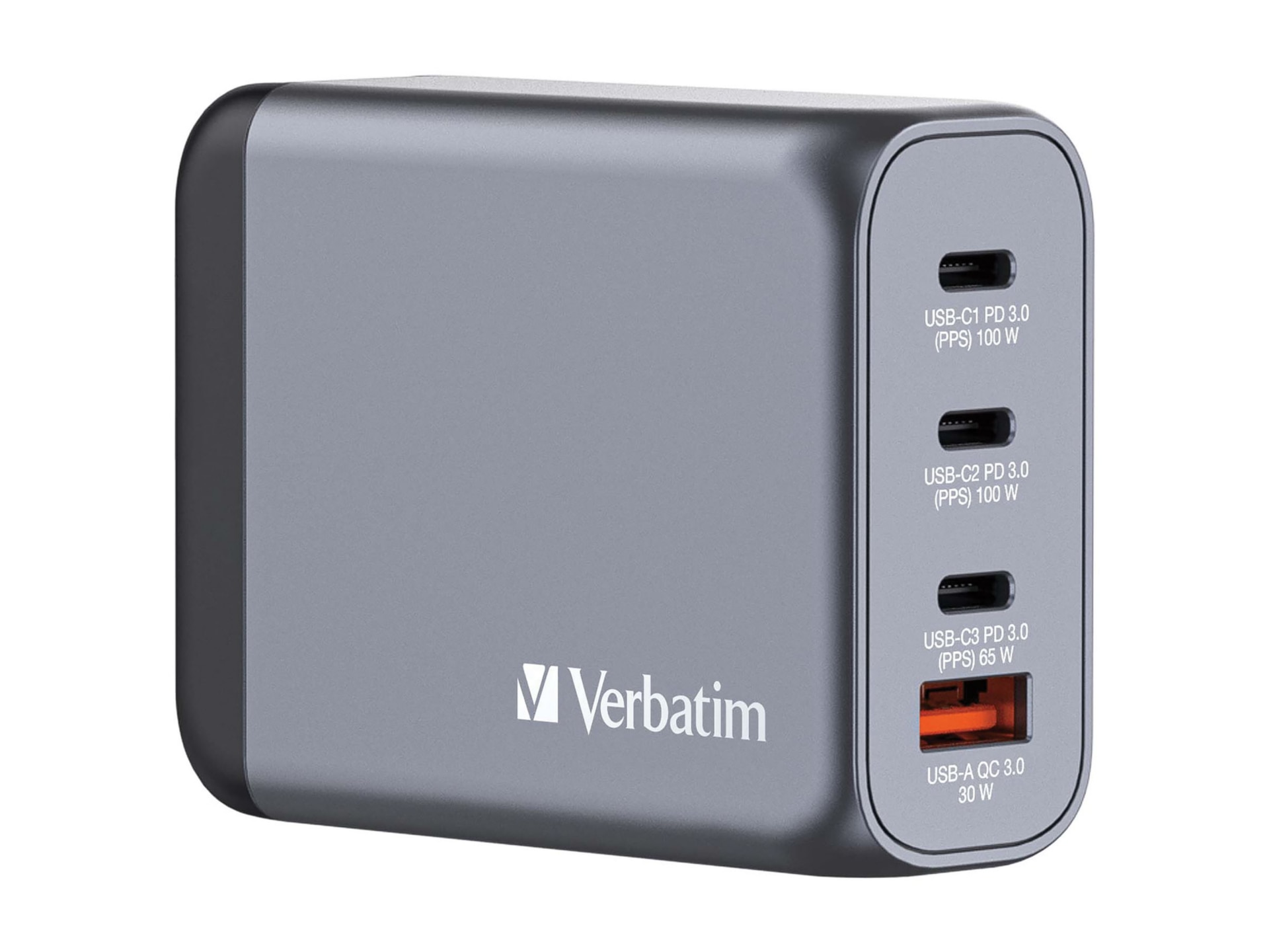 Verbatim power adapter - GaN - 3 x USB-C, USB - 100 Watt