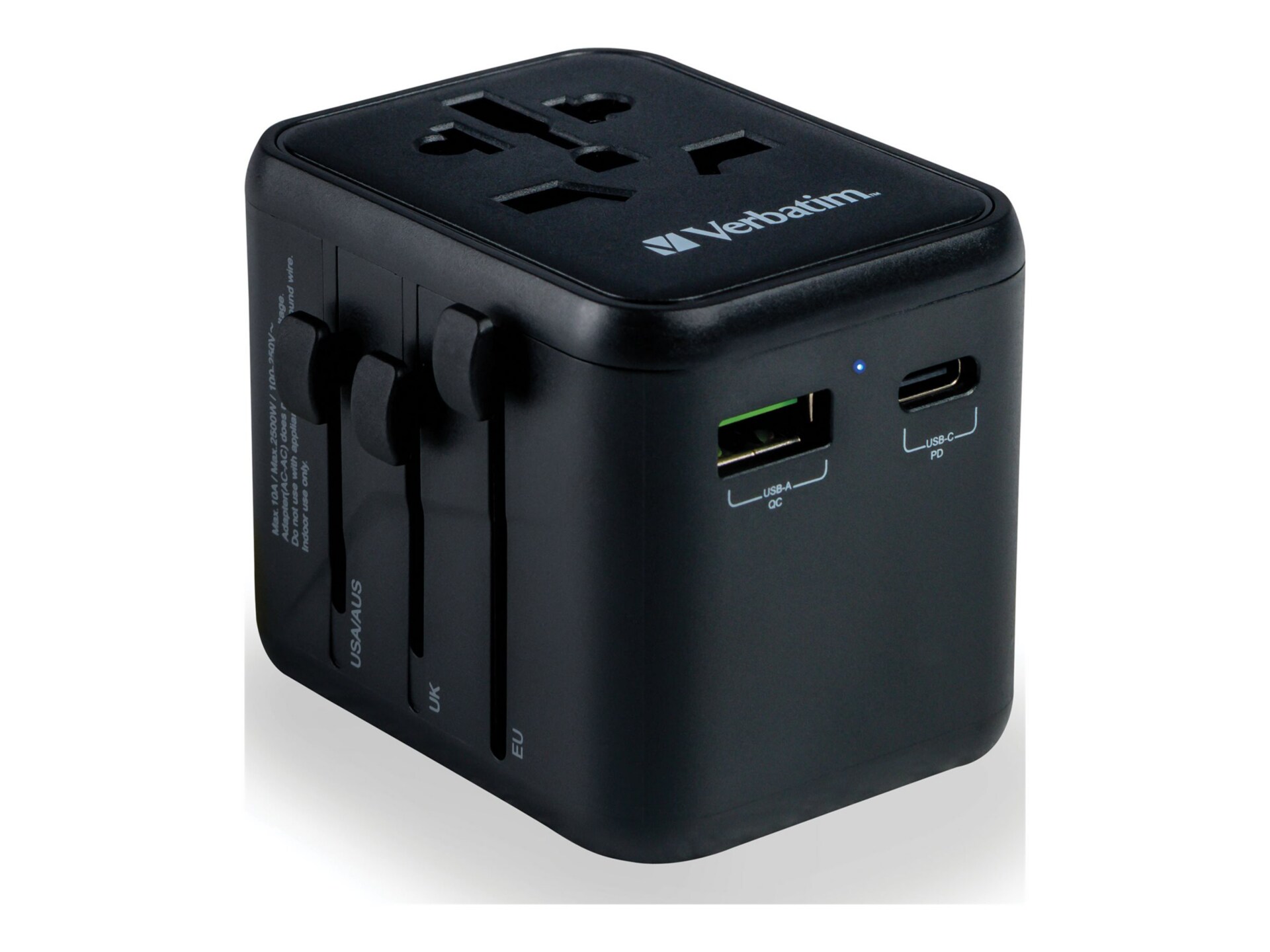 Verbatim UTA-02 power adapter - USB, BS 1362, 24 pin USB-C - 20 Watt