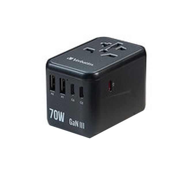 Verbatim UTA-09 power adapter - GaN III, universal - 3 x USB-C, 2 x USB - 7