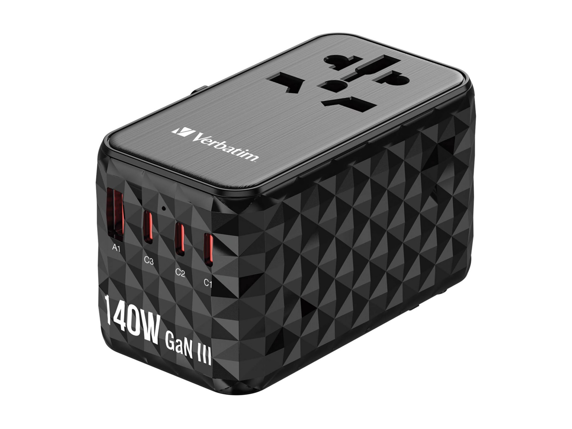 Verbatim UTA-10 power adapter - GaN III, universal - 3 x USB-C, USB - 140 Watt