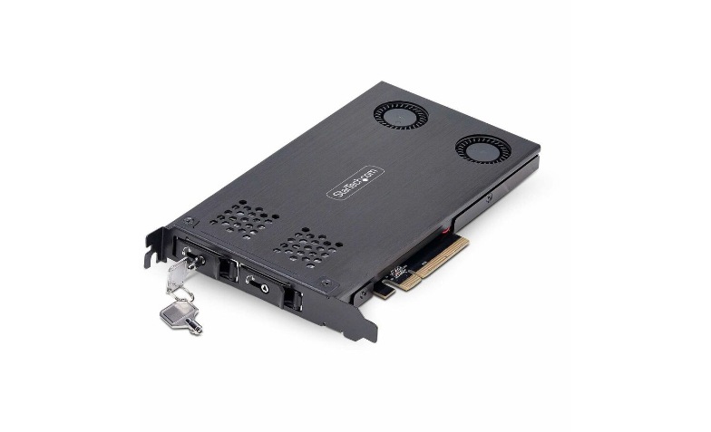 StarTech Dual-Bay M.2 NVMe SSD to PCIe x8 Removable Mobile Rack