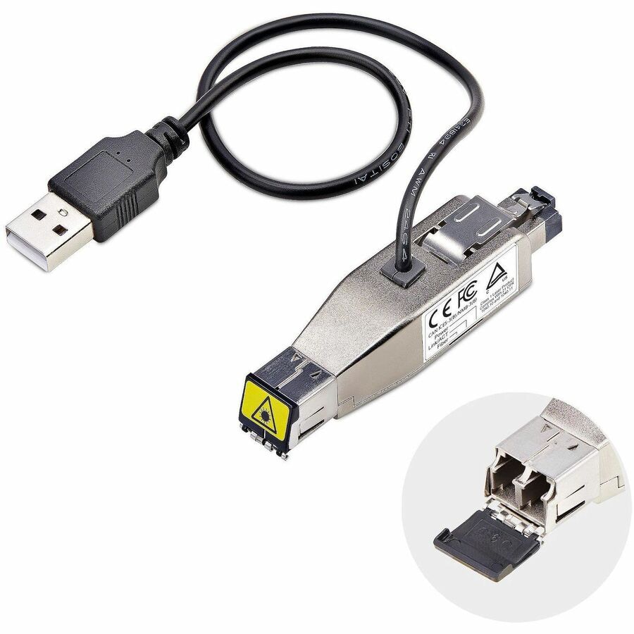 Main image 1 for StarTech.com Gigabit Fiber to RJ45 Ethernet Media Converter Dongle, Optical Singlemode/Multimode, TAA, USB Powered