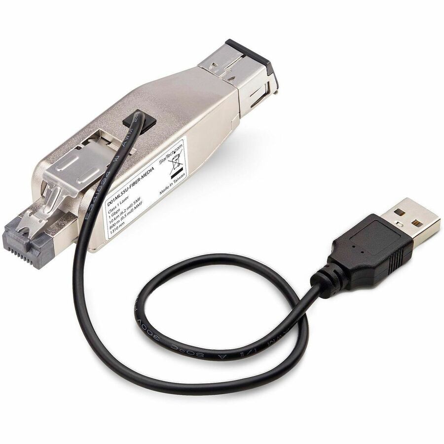 Thumbnail 2 of 6 for StarTech.com Gigabit Fiber to RJ45 Ethernet Media Converter Dongle, Optical Singlemode/Multimode, TAA, USB Powered