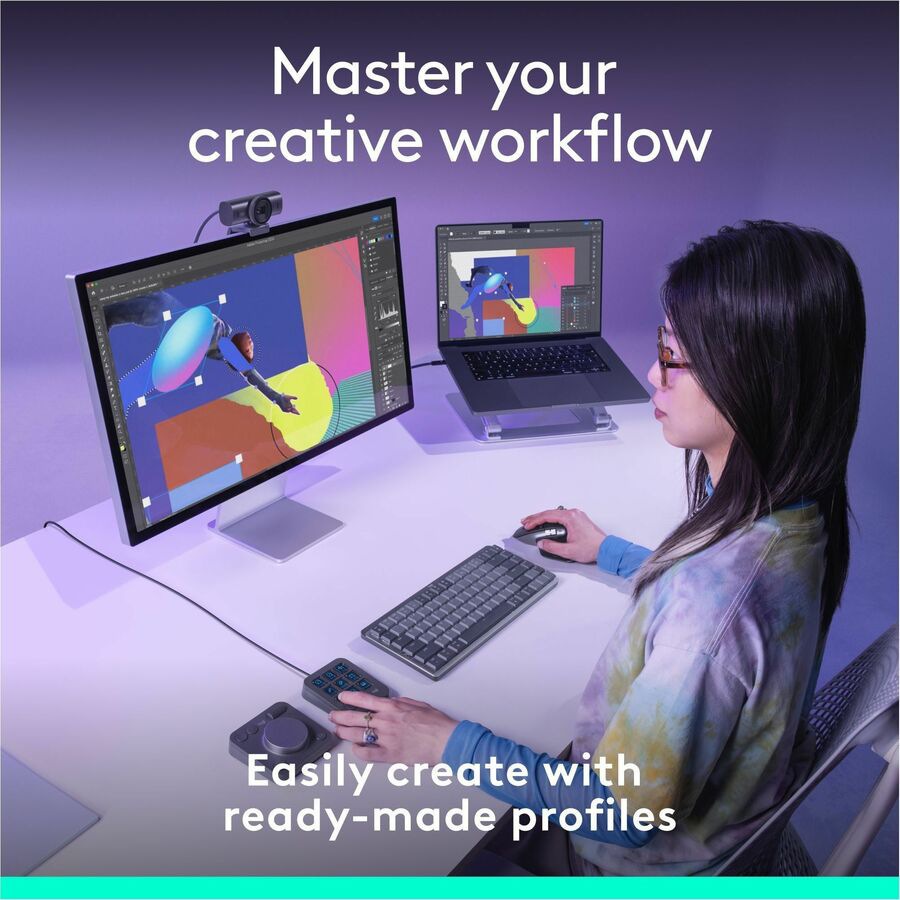 Thumbnail 3 of 12 for Logitech MX Creative Console, Programmable Keypad With 9 Customizable LCD Keys and Control Dial for Graphic Design,