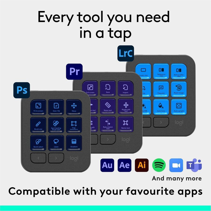 Thumbnail 5 of 12 for Logitech MX Creative Console, Programmable Keypad With 9 Customizable LCD Keys and Control Dial for Graphic Design,