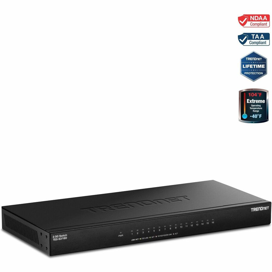 TRENDnet 16-Port Unmanaged 2.5G Desktop Network Ethernet Switch, TEG-S3160,