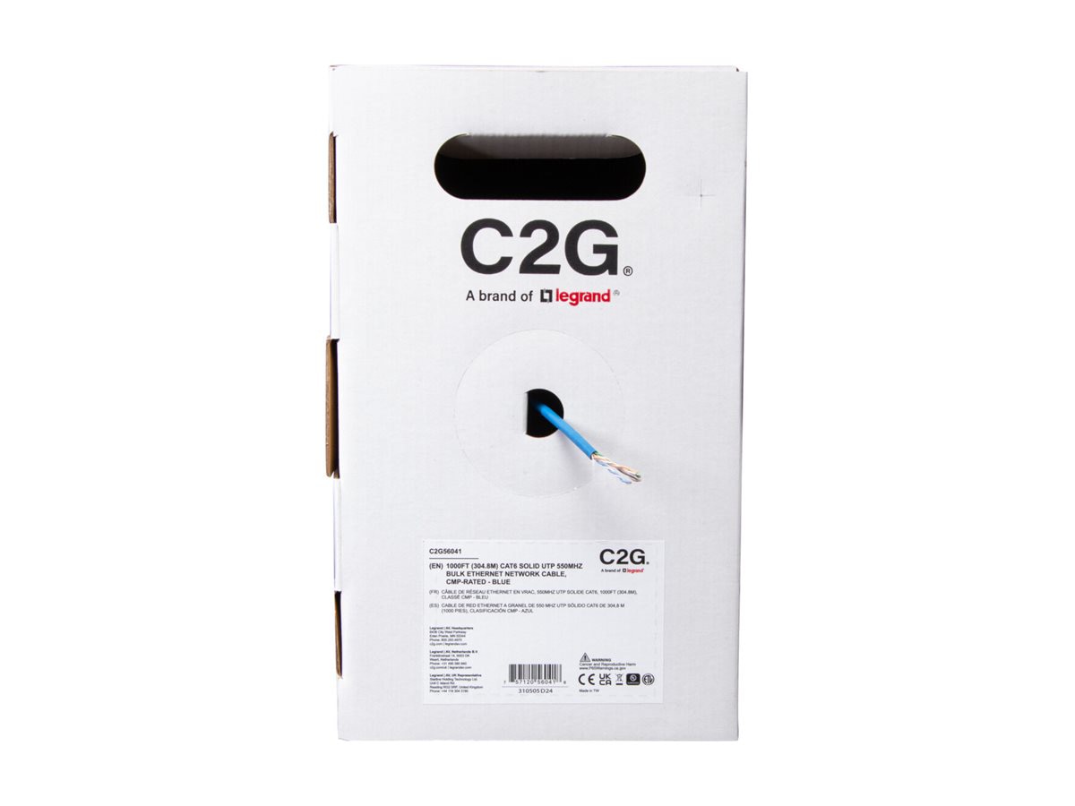 C2G 1000ft Cat6 Bulk Ethernet Network Cable Solid UTP Plenum CMP TAA - Thumbnail 3