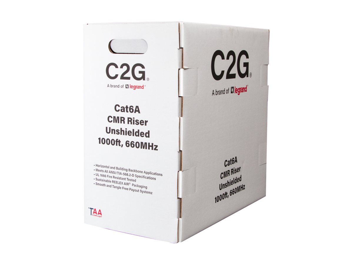 Thumbnail 2 of 4 for C2G 1000ft (304.8m) TAA-Compliant Cat6a Bulk Unshielded (UTP) Ethernet Network Cable with Solid Conductors-Riser