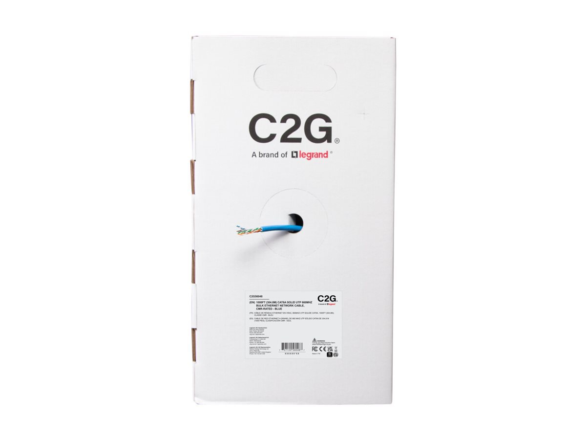 Thumbnail 4 of 4 for C2G 1000ft (304.8m) TAA-Compliant Cat6a Bulk Unshielded (UTP) Ethernet Network Cable with Solid Conductors-Riser