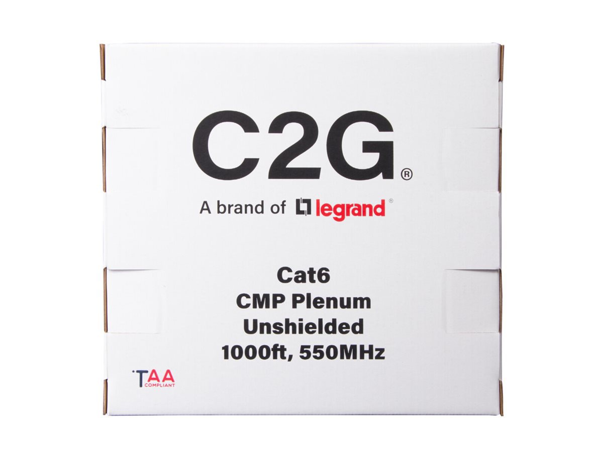 Thumbnail 2 of 4 for C2G 1000ft (304.8m) TAA-Compliant Cat6 Bulk Unshielded (UTP) Ethernet Network Cable with Solid Conductors-Plenum
