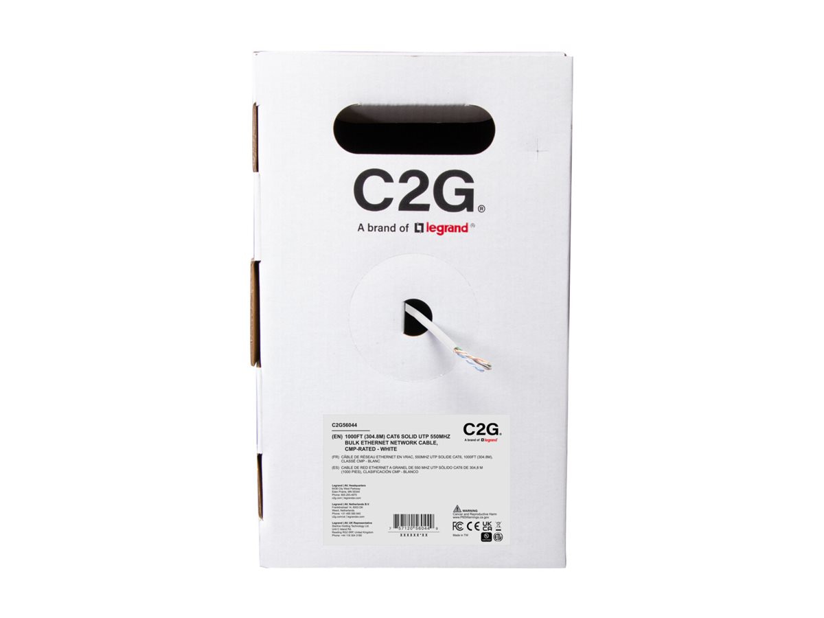 Thumbnail 4 of 4 for C2G 1000ft (304.8m) TAA-Compliant Cat6 Bulk Unshielded (UTP) Ethernet Network Cable with Solid Conductors-Plenum