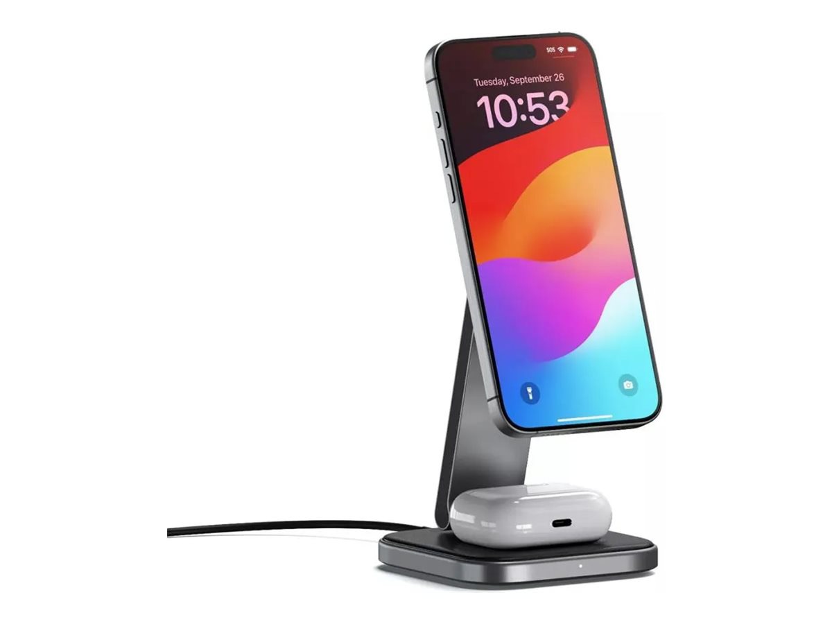 Satechi wireless charging stand - 2-in-1, foldable, Qi2 - 15 Watt