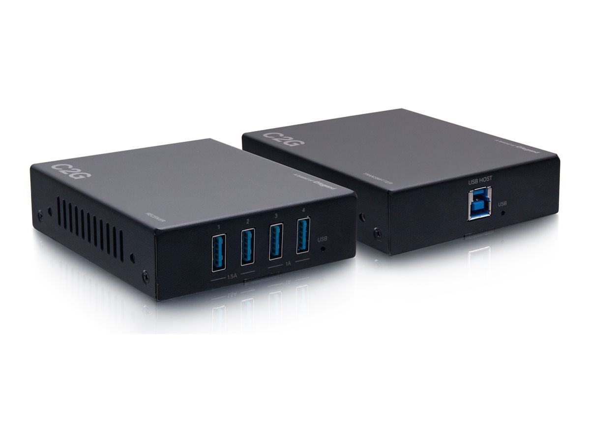 C2G Superbooster 4-Port USB Over Cat6a Extender Kit - USB extender - USB 3.