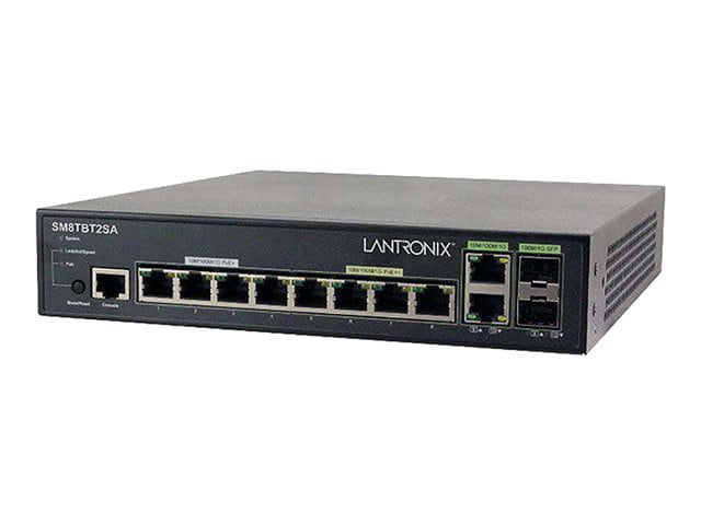 Lantronix SMTATSA Series SM8TBT2SA-NA - switch - managed - 8 ports - smart - rack-mountable