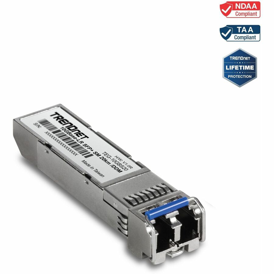 TRENDnet TEG-10GBS20, SFP+ Single Mode LC Module (20km), Lifetime Protectio