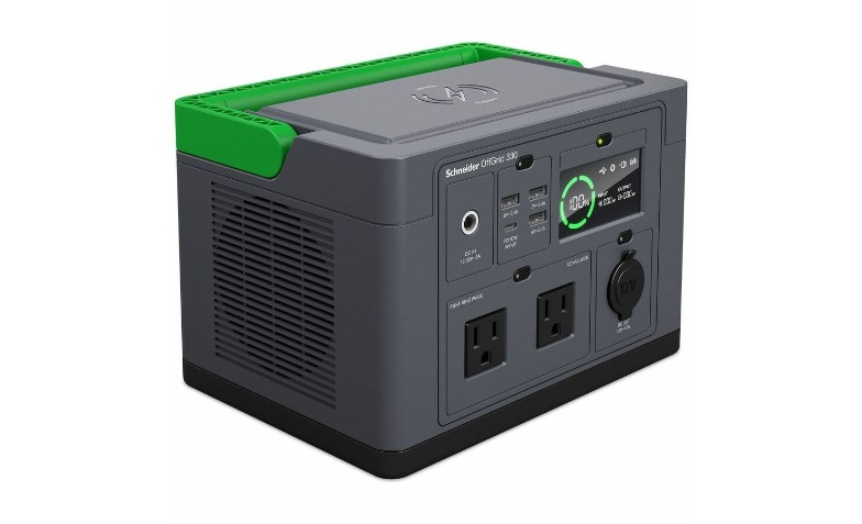 Schneider OffGrid Portable Power Station 330, 120V, 332Wh Lithium-ion, LCD,  2 NEMA, Sinewave, 3 USB-A, 1 USB-C, Wireless