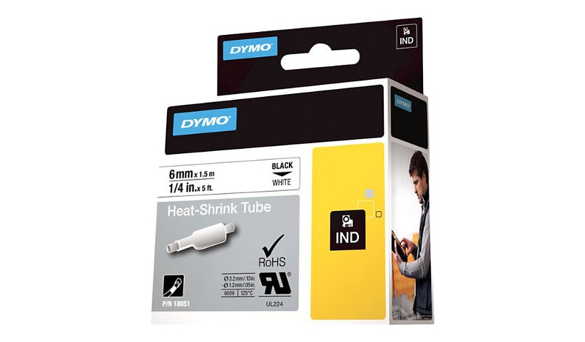 DYMO IND - tubing label cartridge - 1 roll(s) - Roll (0.24 in x 5 ft)