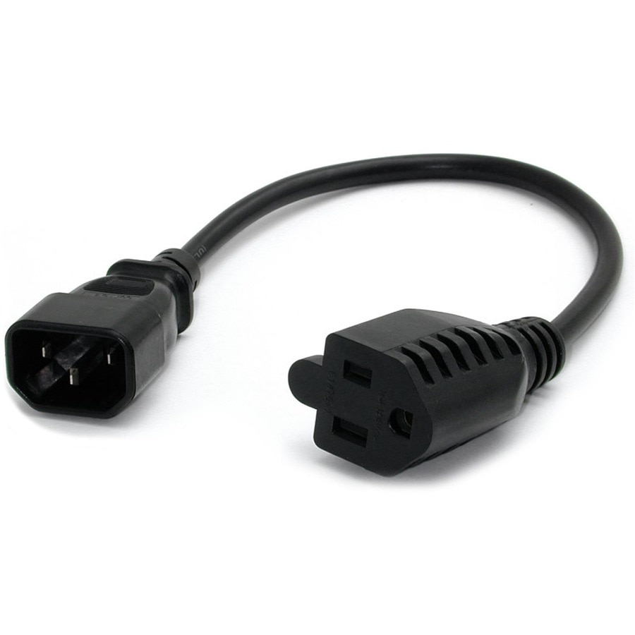 StarTech.com 1ft (0.3m) Power Extension Cord, IEC C14 to NEMA 5-15R, 10A 12