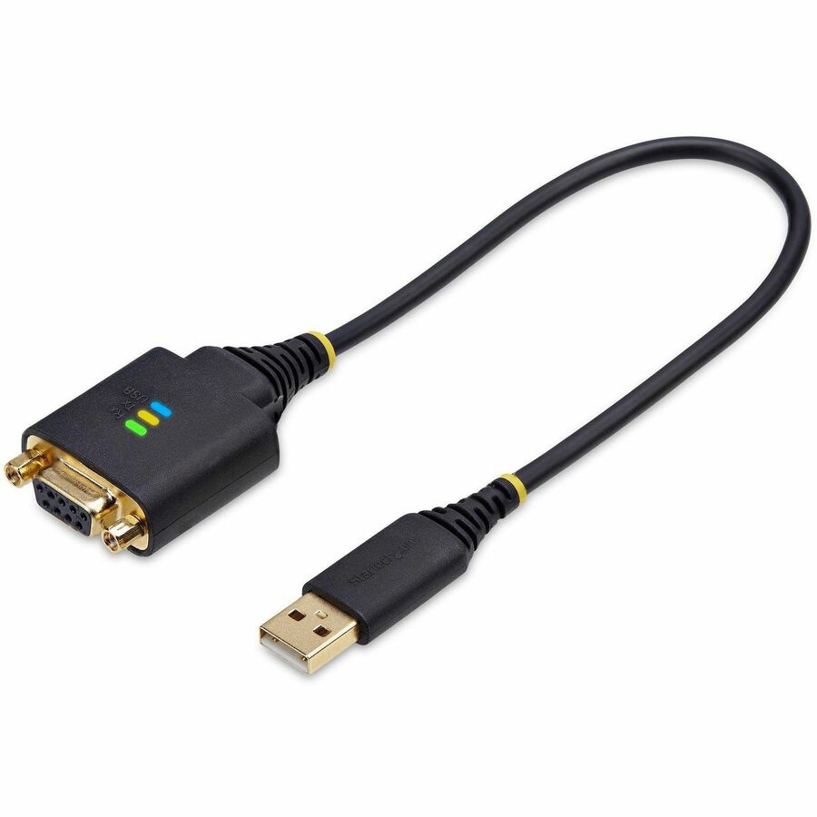 StarTech.com 1ft (30cm) USB to Null Modem Serial Adapter Cable, COM Retenti