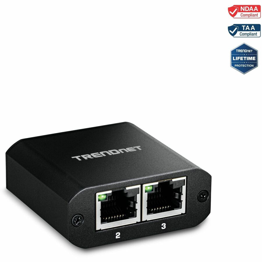TRENDnet 2-Port Gigabit Splitter with USB Type C Power, TEG