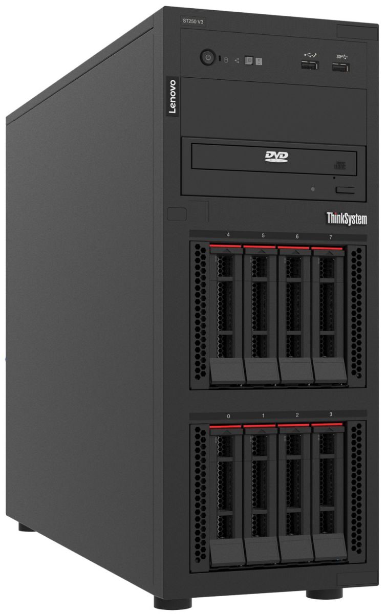 ThinkSystem ST250 V3 Server - Intel Xeon E-2400, up to 128GB DDR5, 16x hot-