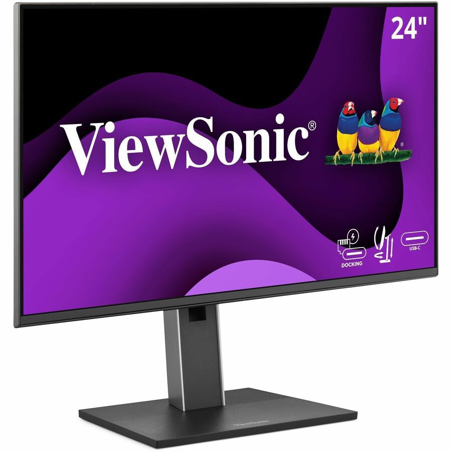 ViewSonic Ergonomic VG2458 - 1080p IPS Docking Monitor 100W USB-C, RJ45, Da