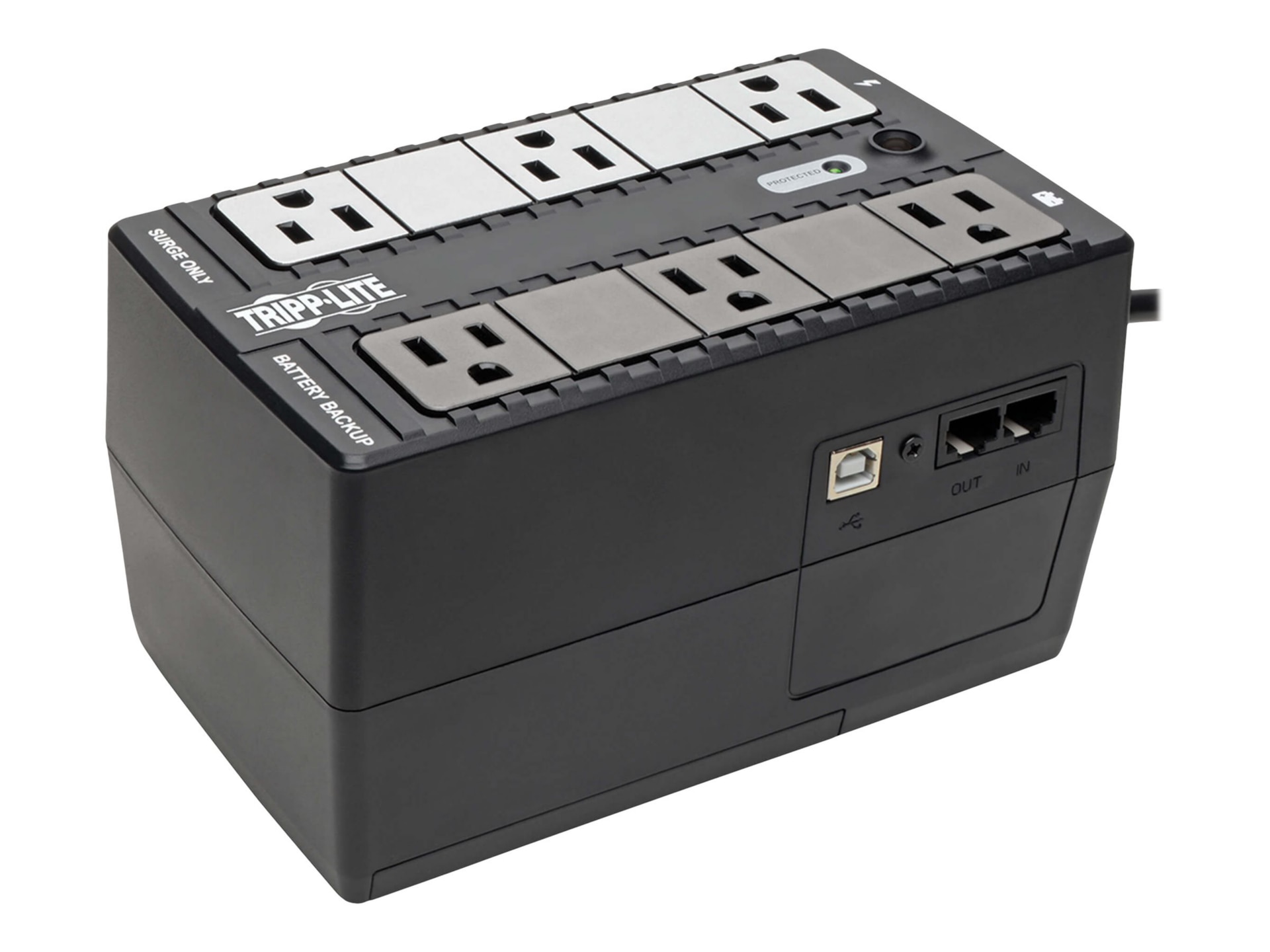 Eaton Tripp Lite Series 350VA 210W Standby UPS 6 NEMA 5-15R Outlets, 120V, 50/60 Hz, USB, 5-15P Plug, Desktop/Wall Mount