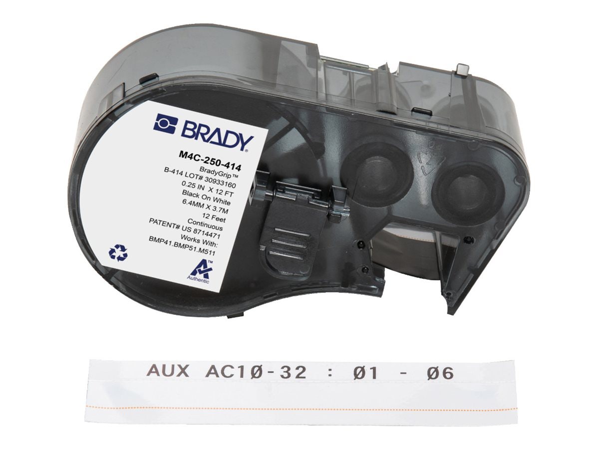Brady BradyGrip - label tape - matte - 1 cassette(s) - Roll (0.635 cm x 3.66 m)