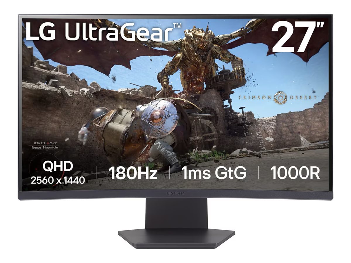 LG UltraGear 27GS60QN-B 27" Class WQHD Curved Screen Gaming LCD Monitor - 1
