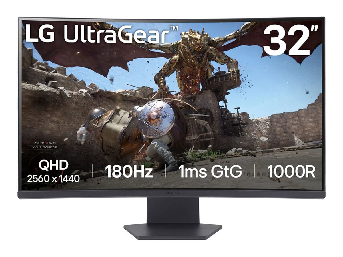 LG UltraGear 32GS60QX-B 32" Class WQHD Curved Screen Gaming LCD Monitor - 1